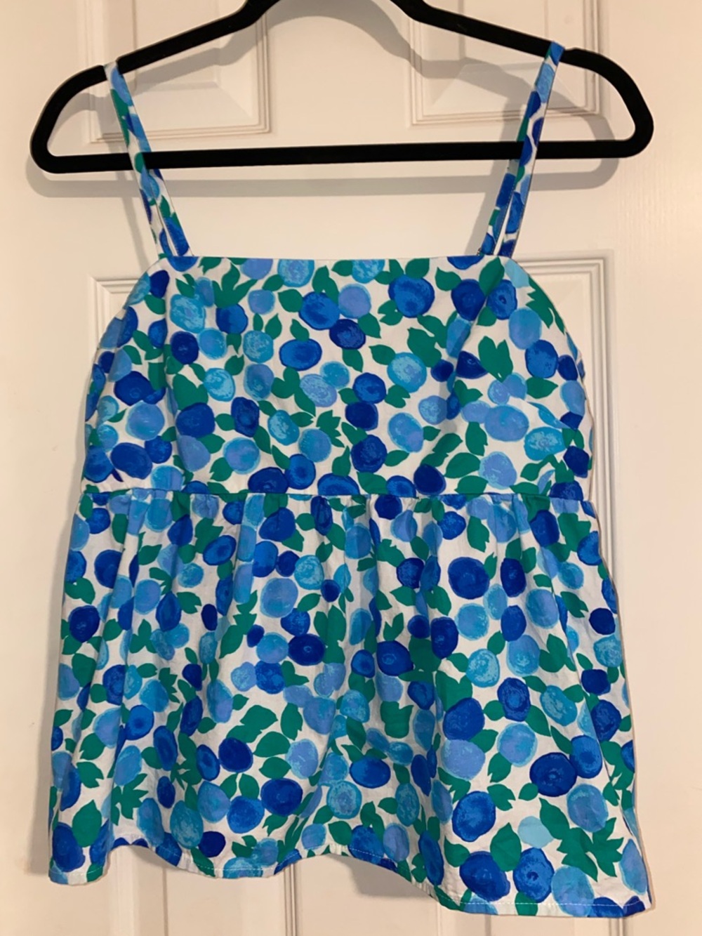 J. Crew Blue and Green Dot Floral Spaghetti-Strap Camisole